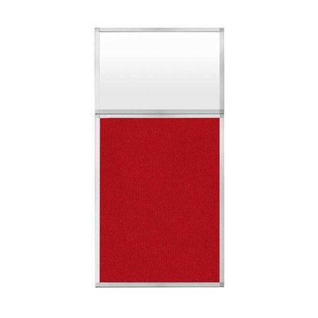 VERSARE Hush Panel Configurable Cubicle Partition 3' x 6' W/ Window Red Fabric Frosted Window 1852327-3
